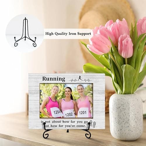 GOODBANER Running Race Picture Frame, Marathon Half Marathon Runners Gifts for Women, Cross Country Running Gift for Women Runner Female Table Decor Running Photo Frame 4x6 Photo /01 thumbnail 3