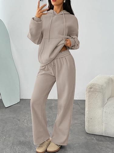 Trendy Queen Womens 2 Piece Outfits Lounge Fall Fashion Sets Oversized Sweatshirts Wide Leg Pants Sweatsuits Winter Clothes thumbnail 3