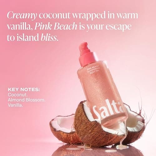 Saltair Shimmering Body Oil - Pink Beach Scented Dry Oil Moisturizer with Light-Reflecting Pearl Pigments. Moisturizing Glow for All Skin Types - 4 Fl Oz thumbnail 5