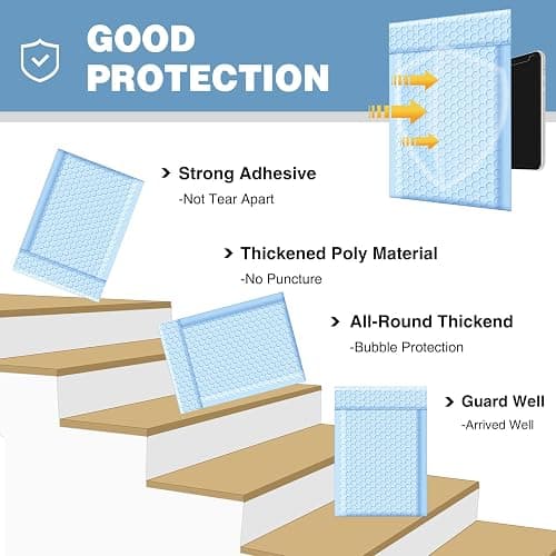 Famagic Bubble Mailers 4x8 Inch 50pc Light Blue Shipping Bags, Chic Packaging Bags For Small Business, Colored Padded Mailing Envelopes, Opaque Matte Self Seal Bubble Poly Mailers Bulk #000 thumbnail 7