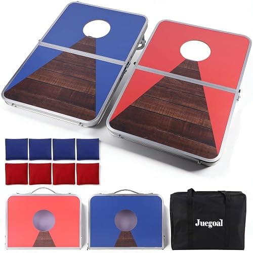 Juegoal Portable Cornhole Board Set for Kids Teens & Adults, 24x16 Inch Foldable Corn Hole Games with Bean Bags & Carry Bag, Lightweight Aluminum Alloy Travel Size Cornhole Set for Outdoor Games Beach thumbnail 7