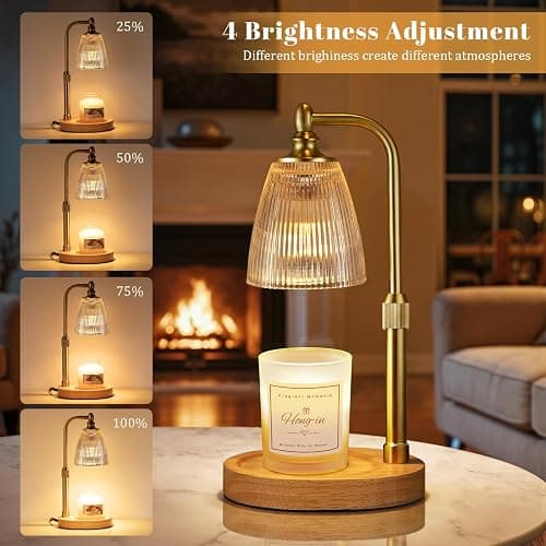 Candle Warmer Lamp with Timer Dimmable,Birthday Gifts for Women Mom Sister,House Warming Gifts New Home,Adjustable Height Wax Melt Warmer for Jar Candles,Ideal for Office,Dorm,Bedroom Home Decor thumbnail 3