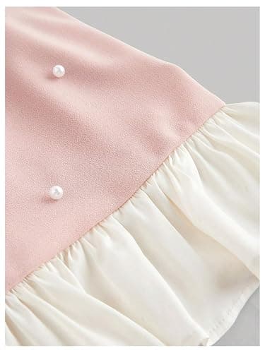 Floerns Women's Cute Bowknot Halter Dress Pearl Beaded Ruffle Hem Party Mini Dresses thumbnail 4