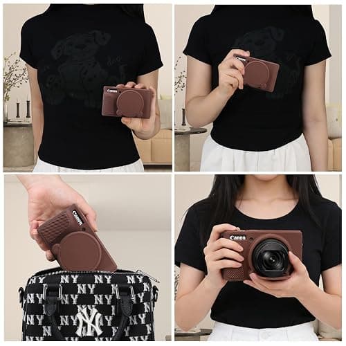 Supmay Gehäuse für PowerShot SX740 HS, SX730 HS Kamera, weiche Silikon Schutztasche abnehmbare Linse Abdeckung, Silikon Abdeckung Gummi weiche Kamera Gehäuse, Braun thumbnail 6