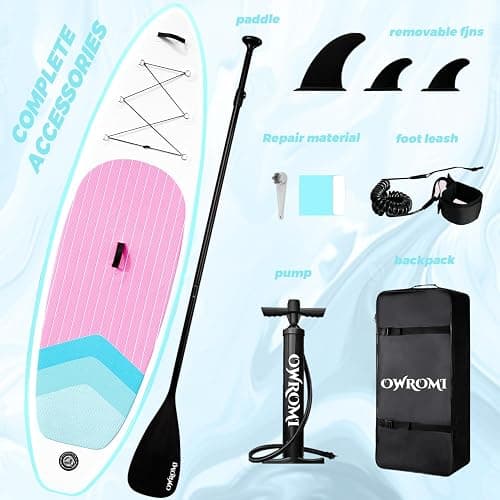 OWROMI Inflatable Stand Up Paddle Boards with Premium SUP Paddle Board Accessories, Wide Stable Design, Anti-Slip EVA Deck for Youth & Adult thumbnail 5
