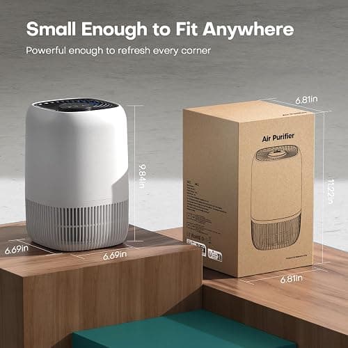 Air Purifiers for Home with H13 Quiet HEPA Filter Up to 1076 Ft² for Pet Hair, Odors, Pollen, Smoke, Compact Air Cleaner with 3 Speeds, Timer, Aroma Quiet 360°Intake Filter, White thumbnail 10