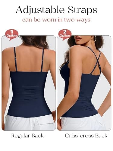Avidlove Womens Padded Cami Tank Tops Double Lined Spaghetti Strap Built in Bra Shirts Slim Fitted Basic Camisole Top thumbnail 4
