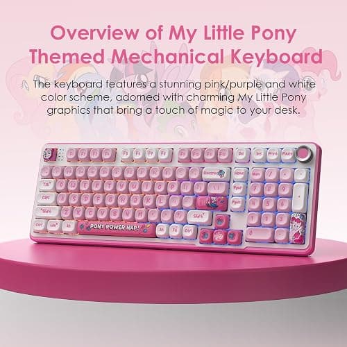 My Little Pony Wireless Mechanical Keyboard - 101 Keys RGB Gaming Keyboard with Custom Linear Switches, Hot-Swap & Knob Control, Triple Connection (BT5.0/USB-C/2.4GHz), Ergonomic for Work & Gaming thumbnail 2