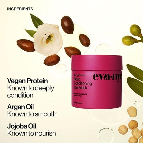 Eva NYC Therapy Session Deep Conditioning Hair Mask with Vegan Protein, Jojoba Oil + Argan Oil - Hydrate, Soften + Repair Hair Strength - Sulfate Free - Warm Vanilla Scent - 13.5 fl oz thumbnail 9