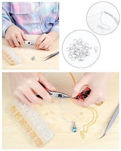 PP OPOUNT 65 Feet Jewelry Chains Necklace Chains 2 mm Jewelry Making Chains with 960 Pieces Jump Rings 40 Pieces Lobster Clasps Jewelry Making Tools (Gold, Silver Total in 65 Feet) thumbnail 6