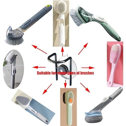 WSOQYEO Soap Dispensing Palm Brush Holder for Kitchen Brush Dish Brush with Soap Dispenser Pot with a Traceless Suction Cup (Closed Brush Holder) thumbnail 4