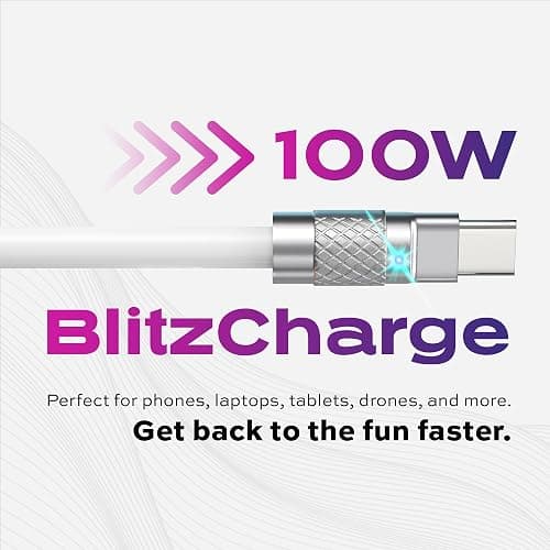 STATIK TsumoCharge iProduct to USB C Charger Cable - 6FT/2M Heavy Duty Unbreakable Silicone 27W Fast Charger, White thumbnail 2