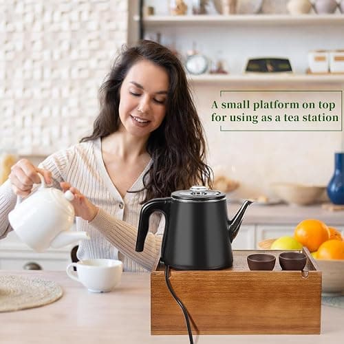 Craflakow Tea Station Organizer for Countertop, Wooden Tea Bag Holder With 8 Compartments, Tea Storage Chest Container for Countertop, Organizador De Te thumbnail 2