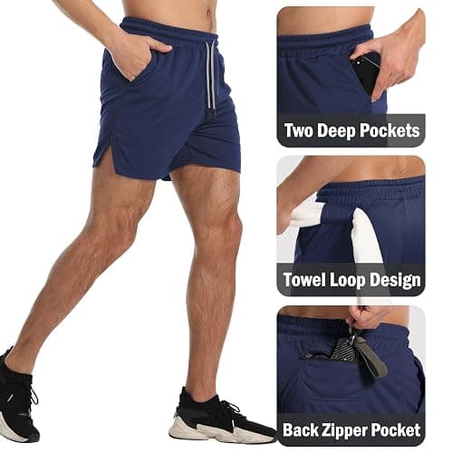 Aolesy Men's Gym Workout Shorts 5" - Large thumbnail 4