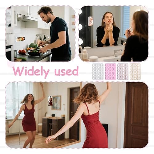 4 Pack Silicone Suction Phone Case Mount Sticky Phone Grip Suction Holder for Wall Multipurpose Grip Holder for Wall (Transparent White Pink Light Pink) thumbnail 5