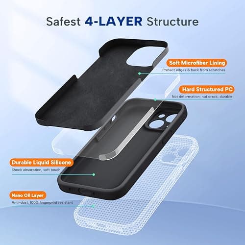 Miracase Compatible with iPhone 15 Case, [Soft Anti-Scratch Microfiber Lining], Liquid Silicone Case Gel Rubber Shockproof Drop Protection Phone Case for iPhone 15 (Black) thumbnail 3