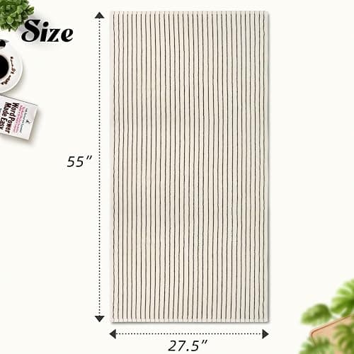 Jacquotha Black and White Striped Bath Towels Set of 2, Lighter & Quick Dry Towels Large 27.5 x 55 inches, Farmhouse for Bathroom, Pool, Shower thumbnail 3