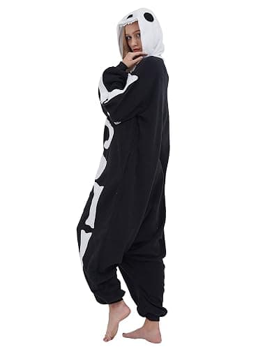 ULEEMARK Women's Adult Pajamas Unisex Animal Onesies Novelty Pyjamas Nightwear Halloween Homewear OnePiece Cosplay Costume Loungewear - S - Skull thumbnail 2