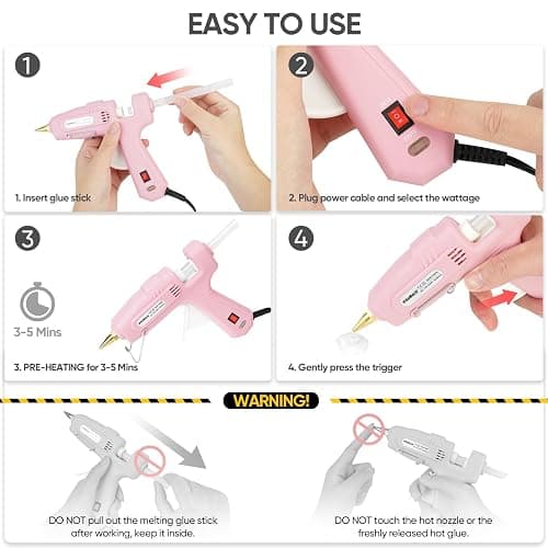 ROMECH Full Size Hot Glue Gun with 60/100W Dual Power and 21 Hot Glue Sticks (7/16"), Fast Preheating Heavy Duty Industrial Gluegun with Storage Case for Crafting, DIY and Repairs (Pink) thumbnail 6