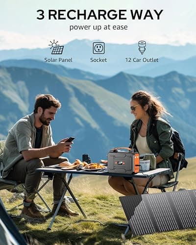 Solar Powered Generator 200W Peak/100W Rated, Portable Solar Generator Power Station with Solar Panels 40W Included, 146Wh Solar Power Bank with AC Outlet 110V for Home Use Camping Outdoor Adventure thumbnail 4