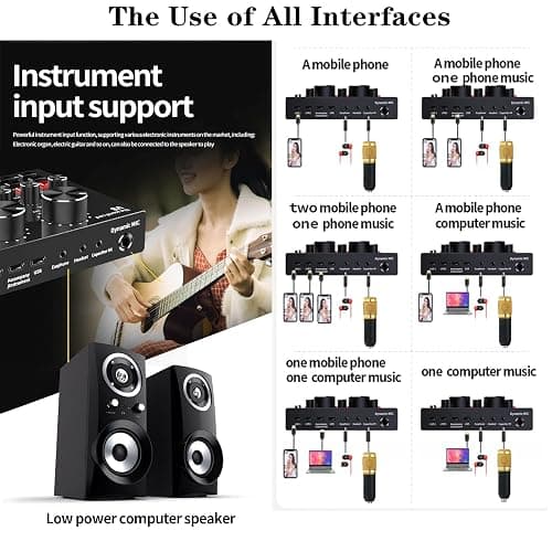 Podcast Equipment Bundle, BM-800 Recording Studio Package with Voice Changer, Live Sound Card - Audio Interface for Laptop Computer Vlog Living Broadcast Live Streaming YouTube TikTok (AM100-V8) - AM100-V8 thumbnail 5