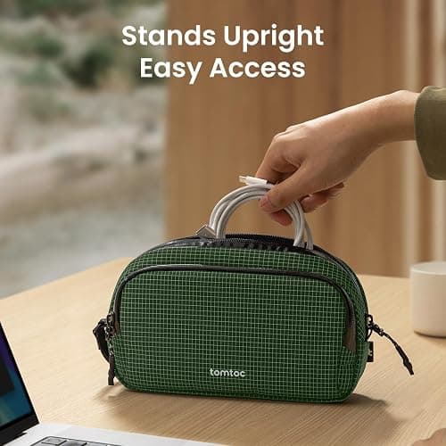 tomtoc Electronic Organizer Travel Case Performance, Water Resistant Dual Compartment Cable Organization Storage Bag for Charger, Cord, Phone, Hard Drive, Power Bank, Accessories Travel Essentials thumbnail 4