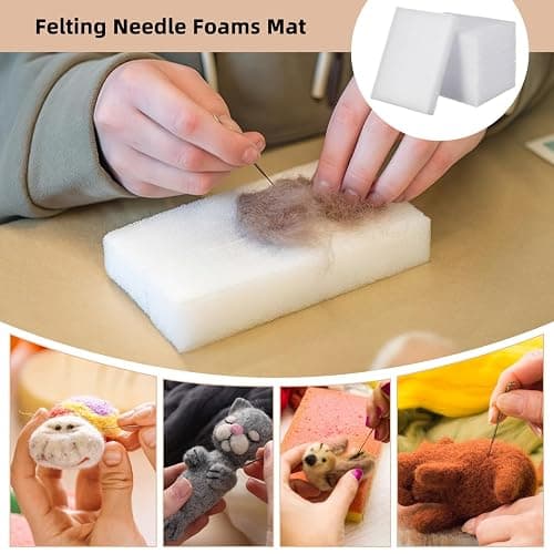 TEHAUX 6pcs Needle Felting Foam Pads - Dense Foam Felting Mat for DIY Crafts, 7.87 X 5.90 X 1.18 Inches, White Sponge Pad for Manual DIY Craft thumbnail 7