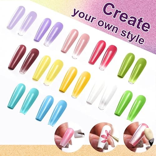 U-Shinein Gradient Painting Gel, 12 Bright Colors Ombre Gel Nail Polish with 100Pcs Nail Sponges &Tweezer for Pigment Pat Nails Aura Nails French Manicure Soak Off UV Set Solar Flare Palette​ thumbnail 5