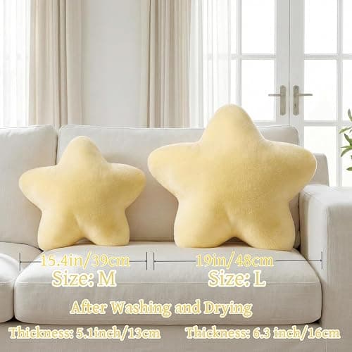 Nmkopzy 15.4 Inch Star Shaped Pillow Cute Yellow Decorative Throw Pillows for Couch Bed Sofa, Aesthetic Soft Floor Cushions for Living Room Bedroom Decor (Goose Yellow, 15.4" x 15.4") thumbnail 4