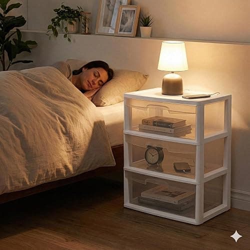 3 Drawer Storage Organizer, 3-Tier Wide Clear Plastic Drawer Storage - White, for Bathroom, Bedroom, Office, and Classroom Organization (White) thumbnail 7