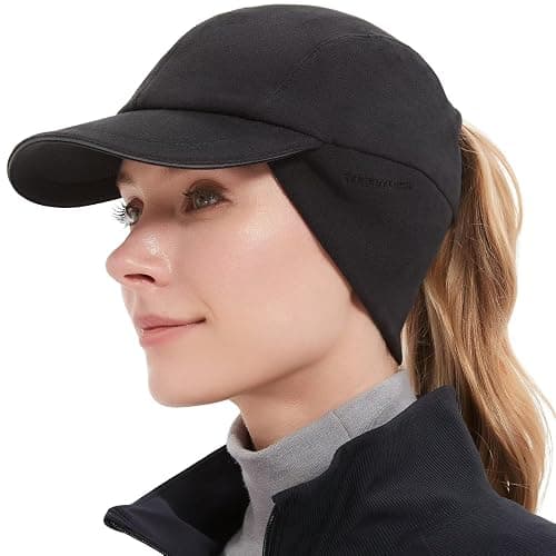 GADIEMKENSD Women's Winter Reflective Fleece Ponytail Hat with Drop Down Ear Warmer - Image 1