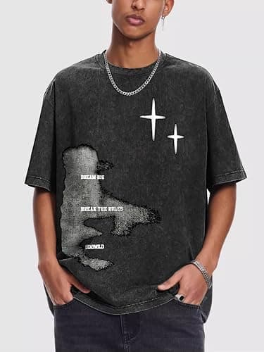 Verdusa Men's Letter Graphic Drop Shoulder T Shirts Casual Round Neck Tee Top thumbnail 2