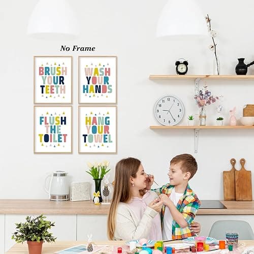Boat Wades Bathroom Kids Decor Wall Art Unframed,Bathroom Wall Decor Kids 8x10 Inches Set Of 4,Colorful Kid Toilet Posters Prints Pictures thumbnail 4