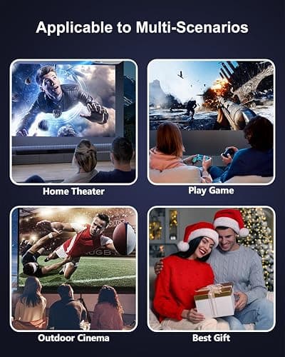 FUDONI Projector with WiFi and Bluetooth, 18000Lumens Outdoor Portable 4K Support Projector HD 1080P Max 300" Display, Movie Video Home Theater Projector Compatible w/HDMI/USB/Phone/Laptop/TV Stick thumbnail 8