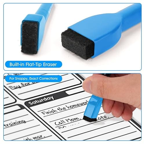maxtek 24 Count Magnetic Dry Erase Markers, Fine Tip, 6 Colors Whiteboard Markers with Built-in Eraser, Low Odor Thin Markers thumbnail 4