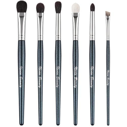 EVRCHGIEA Natural Goat Hair Eye Makeup Brush Set, 6 Pcs Professional Blending Eyeshadow Makeup Brushes for Concealer Eyebrows Eyeliner, Soft Hairs & Wood Handle… (blue 6pcs) - Image 1