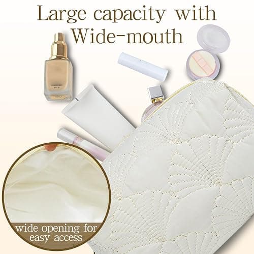 AMZMA Quilted Makeup Pouch,Cotton Puffy Makeup Bag, Coquette Cosmetic Bag for Women and Girls, Aesthetic Organizer Bag, Cute Flower Travel Toiletry Bag thumbnail 4