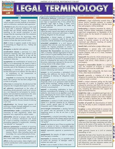 Legal Terminology QuickStudy Laminated Reference Guide (QuickStudy Law) - Image 1