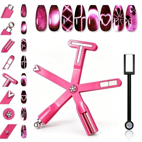 GLAMERMAID Multi-Head Cat Eye Nail Magnet Kit, Multi-Effect Nail Art Tools | French Cat Eye Concentrated Cat Eye Easy User Operation Diverse Nail Styles Strong Stable Magnetism Silicone Anti-Drop Design - Image 1