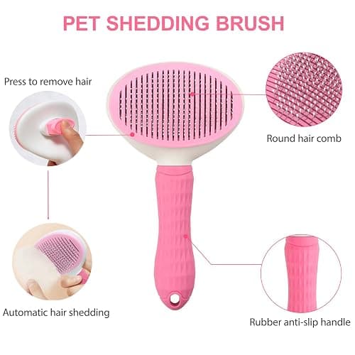 Kemodia 6PCS Pink Dog Washing Kit with Brush, Scrubber, Gloves, Towel & Bag | Dog Brush, Washing Gloves, 39.7" × 20.5" Towel, Shampoo Brush, Bath Scrubber and Big Toiletries Bag thumbnail 2
