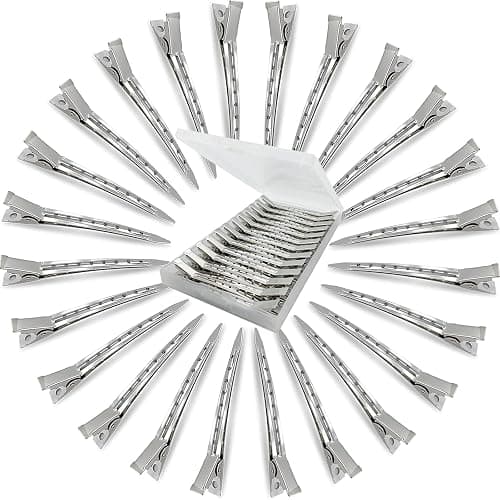 HiJeaton 24Pcs Metal Duck Billed Hair Clips for Women Styling Sectioning, Silver Hair Pins for Long Hair, Alligator Curl Loc Clips for Thick Hair Roller, Salon, Bows DIY - Image 1