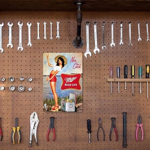 Vintage-Style Metal Tin Sign for Man Cave - Retro Fishing and Beer Decorative Sign, 8 x 12 Inch (039) thumbnail 6