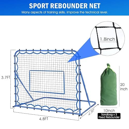 Winthai Soccer Rebounder Net, Quick-Switch Angle Dual-Sided/Dual/Three Mode Easy Setup Soccer Goal Rebounder for Control, Passing Practice, Soccer Training Gifts Aids & Equipment for Kids,Teens&Adults thumbnail 3