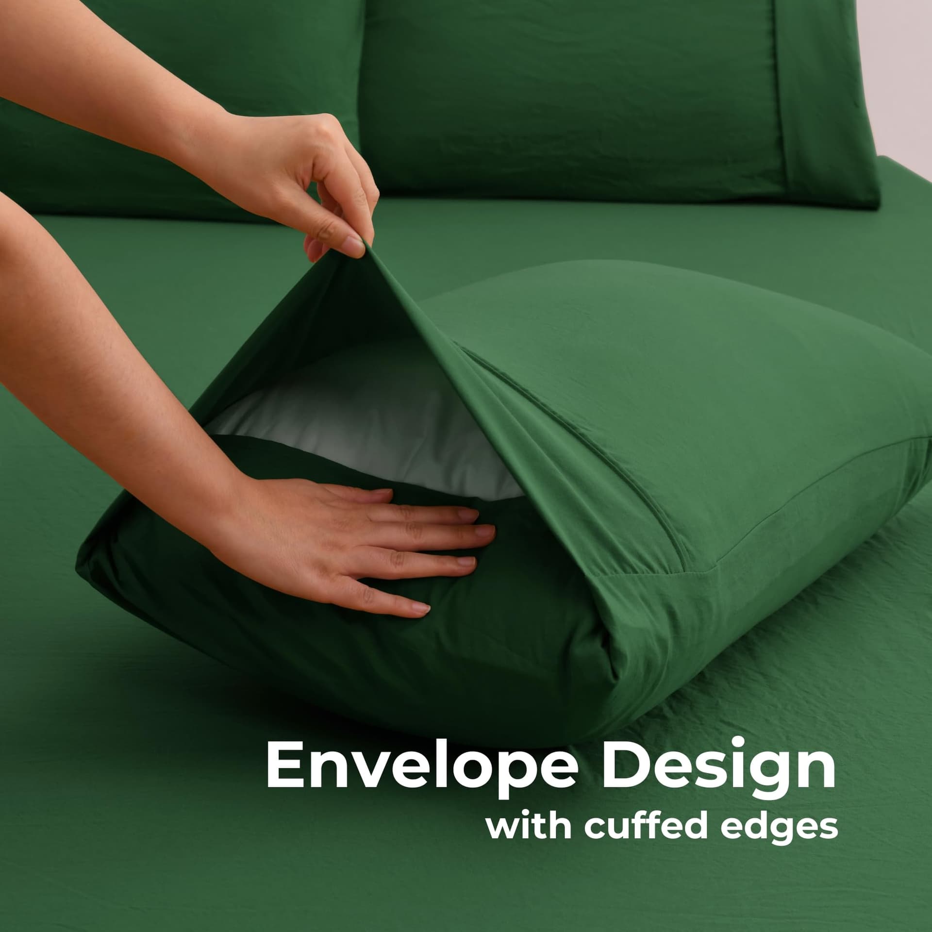 Dreamaker King Single Fitted Combo Microfiber Sheet Set, Ultra Soft Plush Pre Washed Microfibre Bedding, Extra Deep 40cm Fitted Sheet & 1 Pillowcase, 2 Pieces, Hunter Green, King Single Bed thumbnail 6