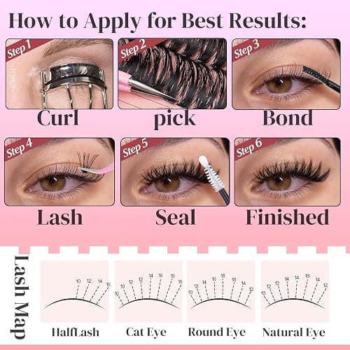 YIDUO Clusters Lashes Kit False Eyelashes Extensions 40D+60D+80D+100D Volume D Curl Wispy Individuals Fake Eyelash, 308Pcs All-in-1 Pack with Glue |Tweezers |Removers |Eyelash & Eyebrow Brush thumbnail 9