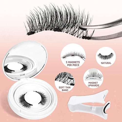 Higu clace Magnetic Eyelashes 1 Pairs Magnetic Eyelashes with Applicator Soft Magnetic Lashes Natural Look Wispy Magnet Lashes Without Eyeliner Easy to Wear and Remove (DJCX-A02) thumbnail 2