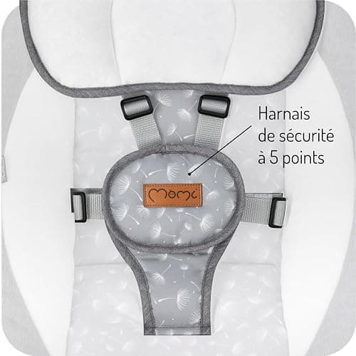 MoMi KENANI Transat balancelle jusqu’à 9 kg, pliable, télécommande et Bluetooth pour smartphone, alimentation piles et secteur, harnais de sécurité 5 points, pare-soleil, moustiquaire thumbnail 5