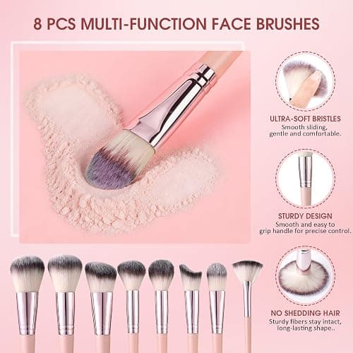 112Pcs Pink Makeup Brushes Set Professional Makeup Kit, Foundation Makeup Brush Kit Eye and Face Make up Brushes & Tools, Multi-functional Beginner Makeup Tool Set with Case Facial Makeup Accessories thumbnail 2