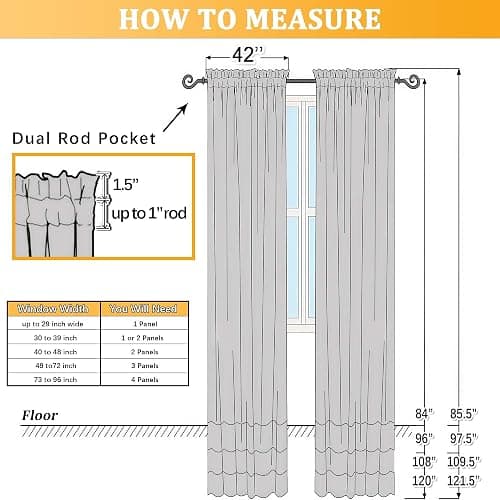 Gwine Burnt Orange Sheer Curtains for Bedroom 54 inches Long 2 Panels, Light Filtering Voile Rod Pocket Curtains, Airy Transparent Fall Sheer Drapes for Living Room, Each 42 Wx54 L thumbnail 9
