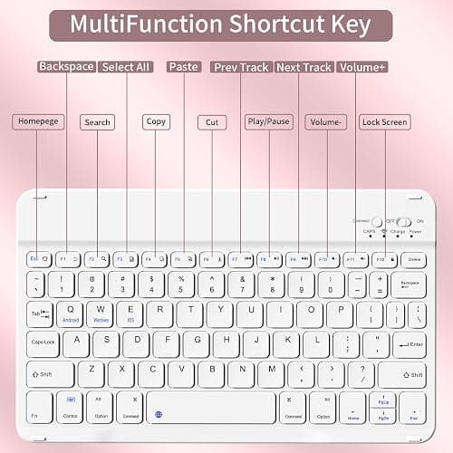 aoub Keyboard Case for iPad (A16) 11th Gen 11 Inch 2025, iPad 10th Generation 10.9 inch 2022 with Pencil Holder, Stand Folio Detachable Wireless Bluetooth Rechargeable Keyboard, Pink thumbnail 5